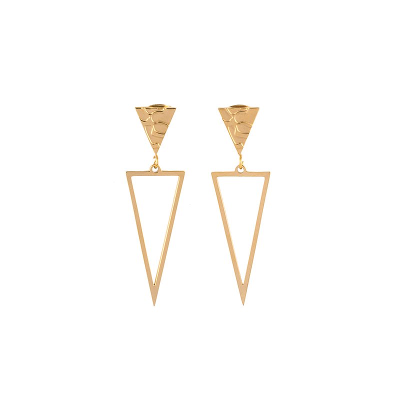 Everyday Stainless Steel Gold Triangular Earrings  EX2-02