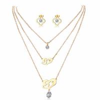 Stainless Steel Heart Three Layers Jewelry Set with Zircon SX2-141