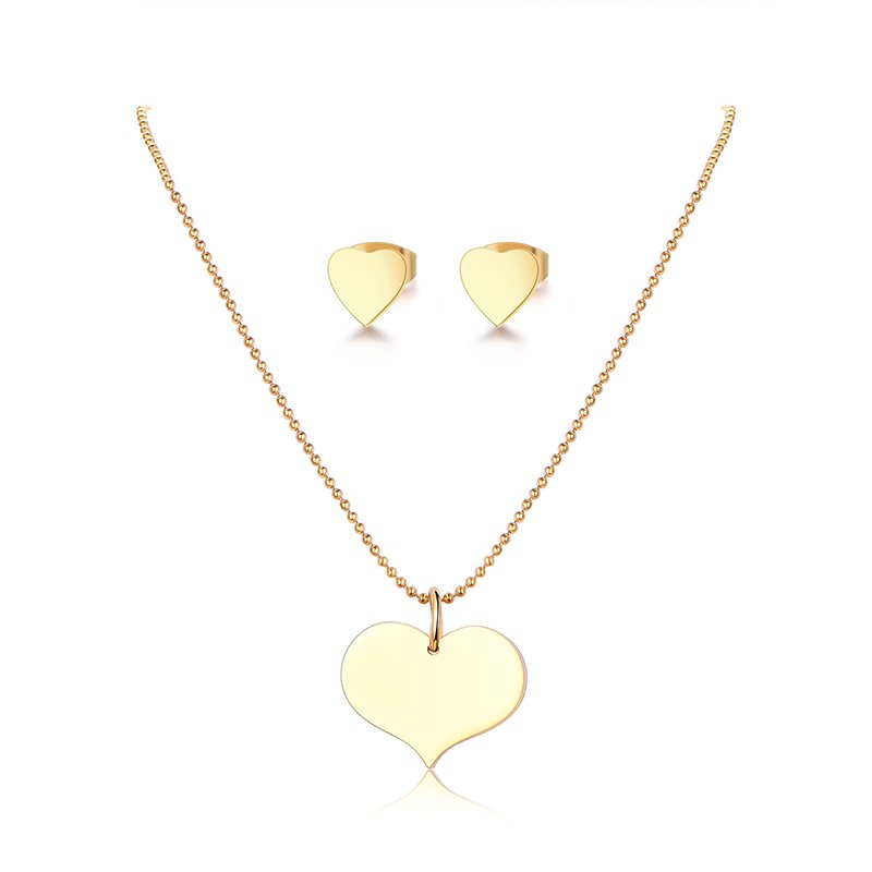 Shining Gold Stainless Steel Heart Jewelry Set  SX2-134