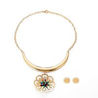 Gold Stainless Steel Flower Bohemian Jewelry Set  SJ1-76