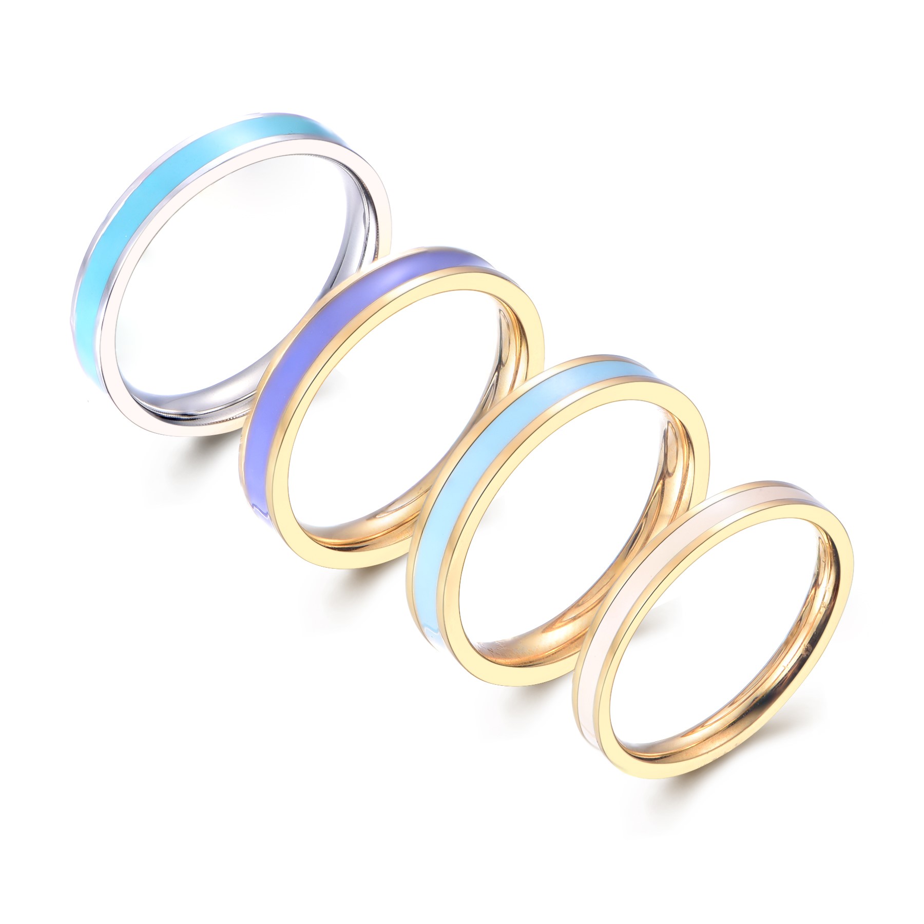 18K Gold Stainless Steel Custom Made Colorful Enamel Band Ring RH5-01