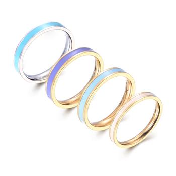 18K Gold Stainless Steel Custom Made Colorful Enamel Band Ring RH5-01