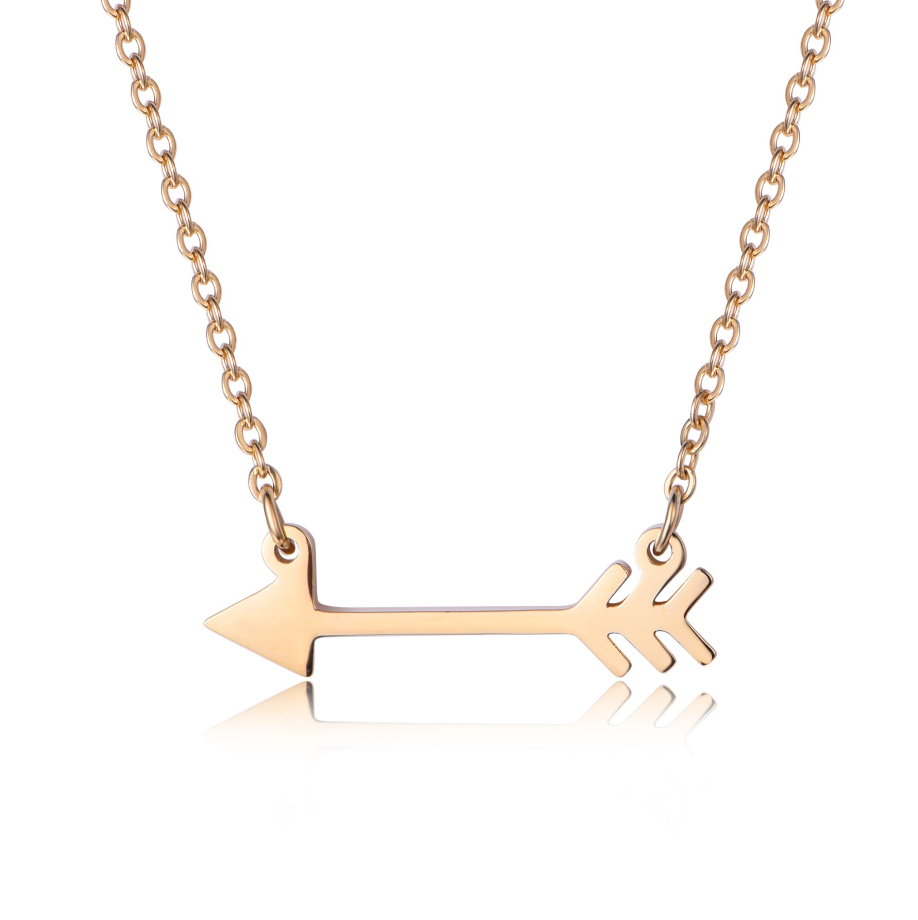 Hot Selling 18K Gold Stainless Steel Shining Arrow Necklace