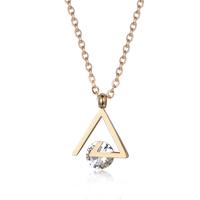 Wholesale 18K Gold Stainless Steel Geometric Princess Cut Round Zirconia Necklace ND6-05