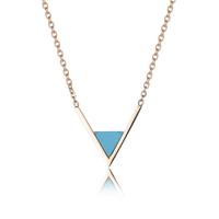 Fashion 18K Gold Stainless Steel Triangle Turquoise V Shape Necklace ND6-04