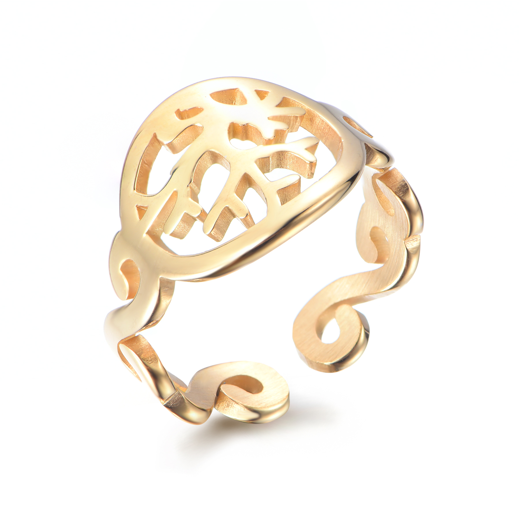 Innovative 18K Gold Plated Stainless Steel Expandable Hollow Open Ring