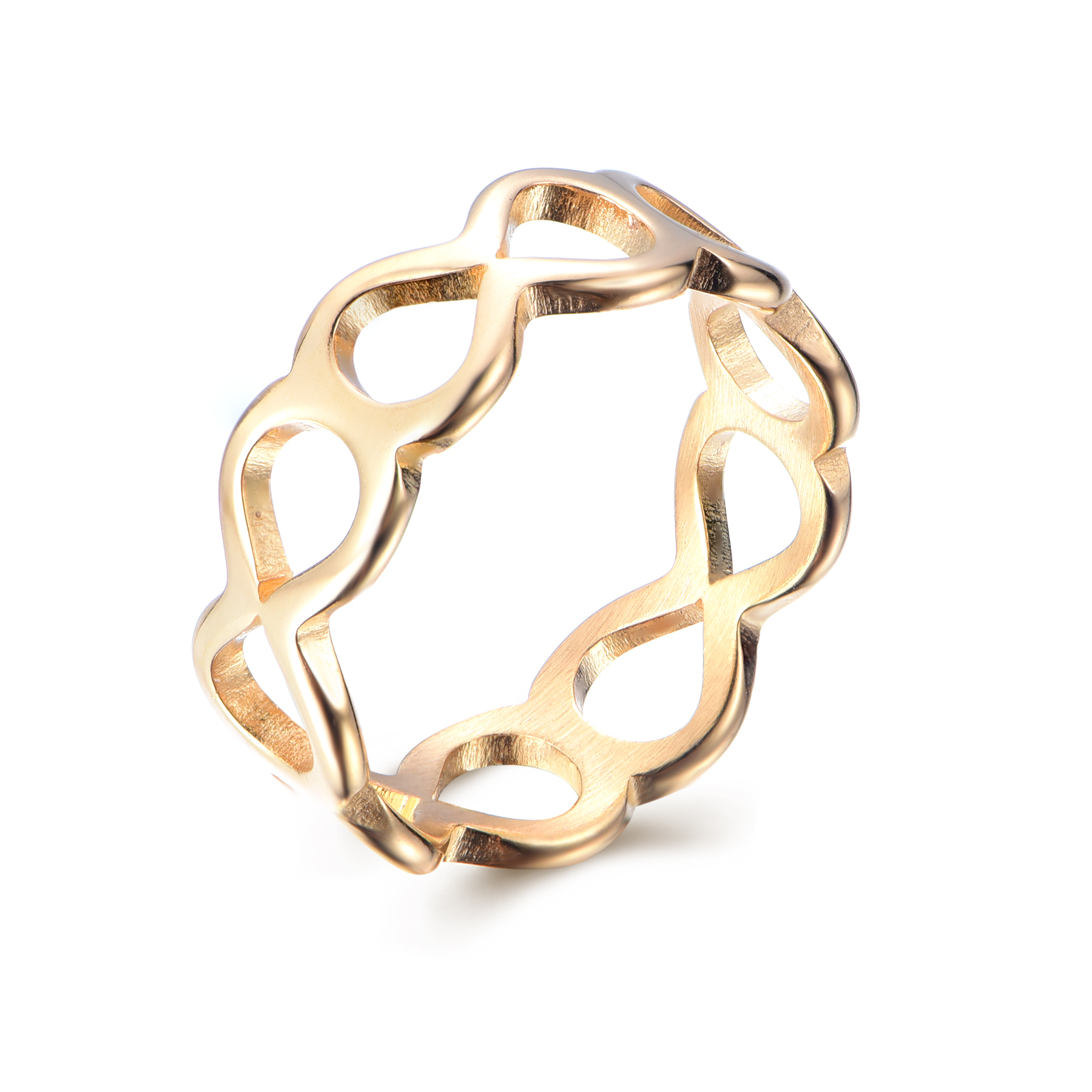 18K Gold Plated Stainless Steel Shining Infinity Round Ring RH5-25