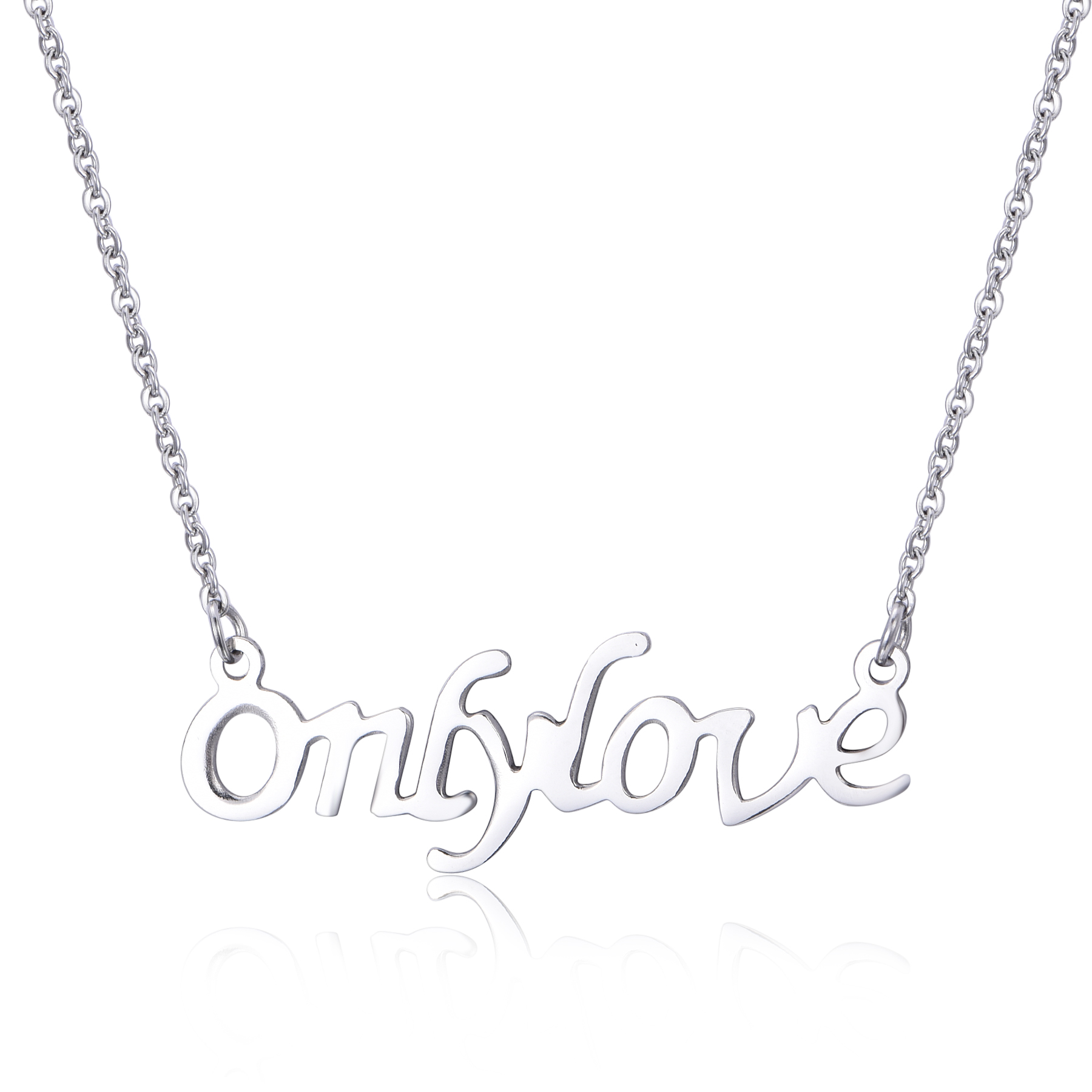 Wholesale High Polished Stainless Steel Only Love Letter Necklace NL7-02
