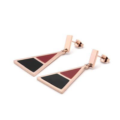 Beautiful Rose Gold Stainless Steel Triangle Geometric Earrings S4225