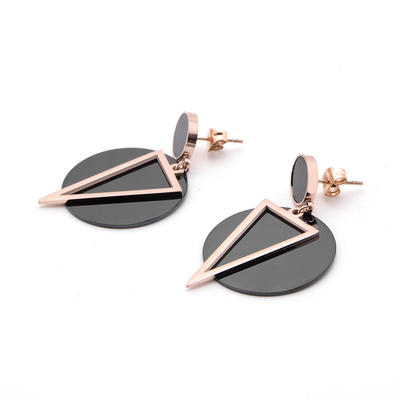 Wholesale Stainless Steel Disc Triangle Geometric Earrings S4241