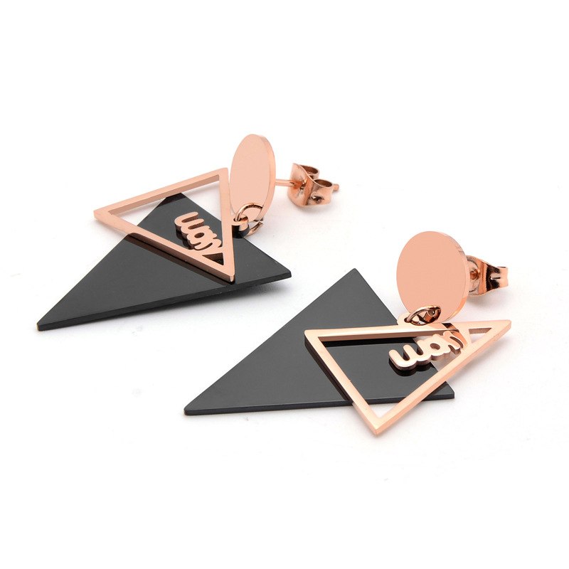 Hot Selling Large Stainless Steel Layered Triangle Geometric Earrings S4244