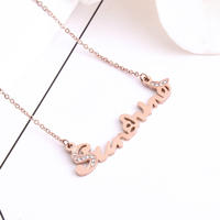 Latest Zircon Rose Gold Stainless Steel Sunshine Letter Necklace S1044