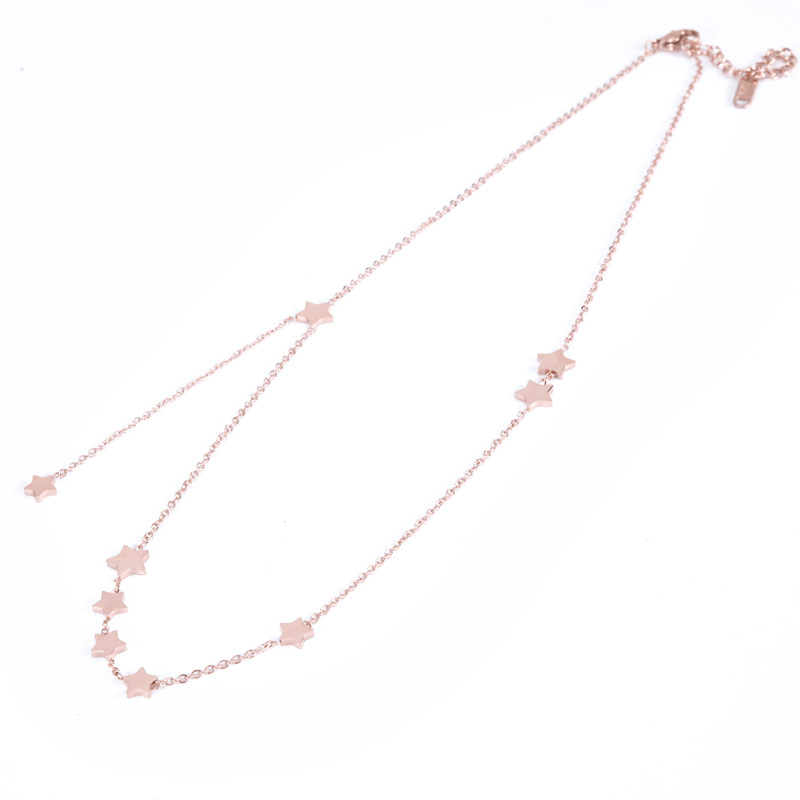Unique Rose Gold Stainless Steel Star Necklace S1050