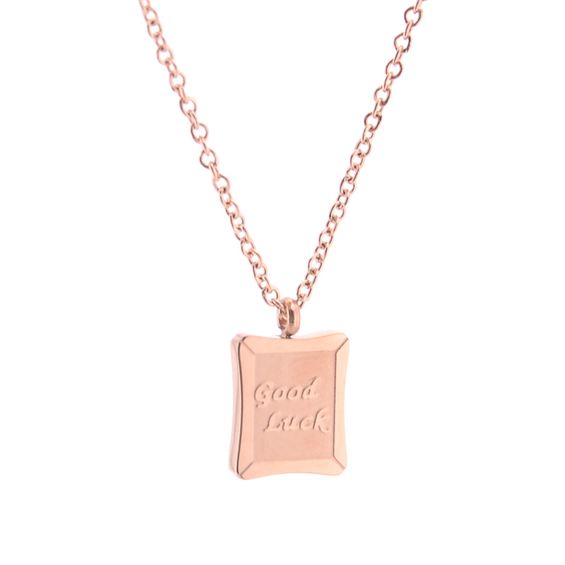Rose Gold Stainless Steel Good Luck Pendant Necklace Wholesale S1198