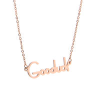 High Polished Rose Gold Stainless Steel Shining Good Luck Letter Statement Necklace S1244
