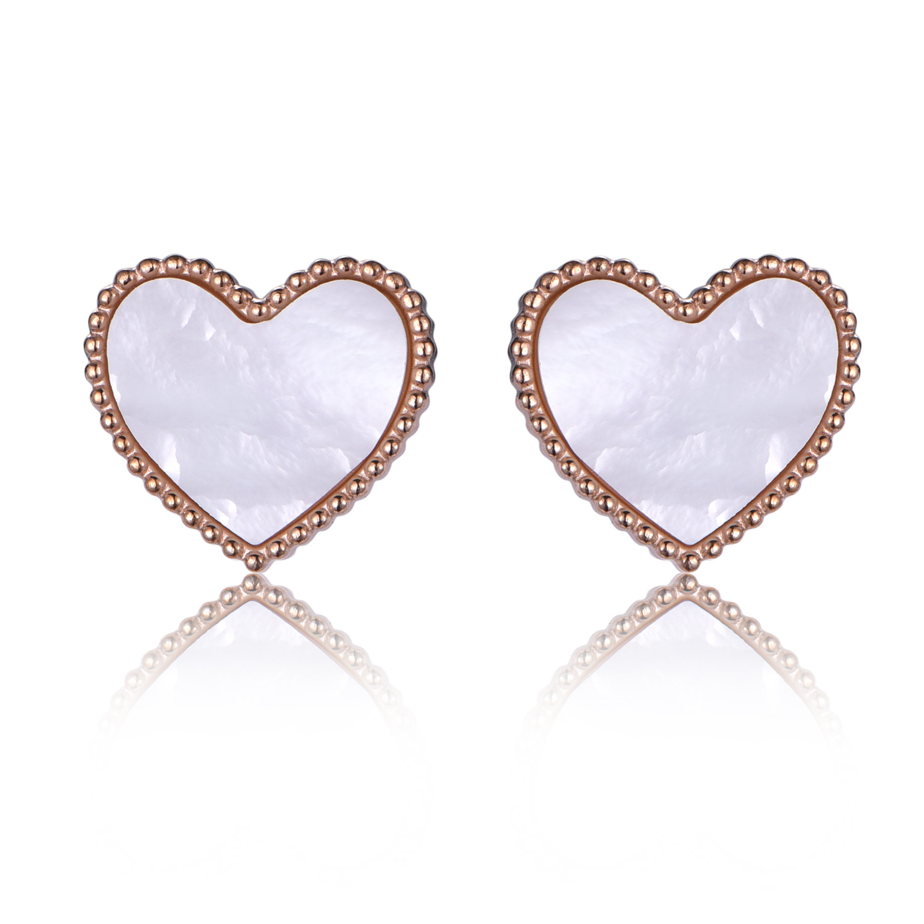 Stainless Steel Shell Heart Stud Earrings Gift for Her ER7-14