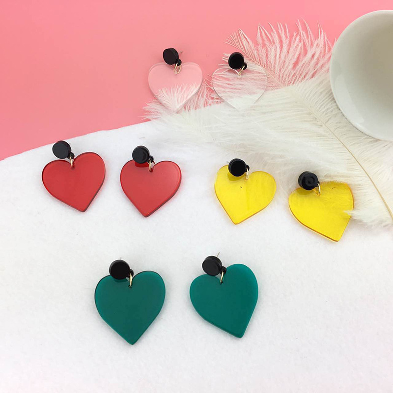 Acrylic Lucite Four Color Heart Charm Earrings E323