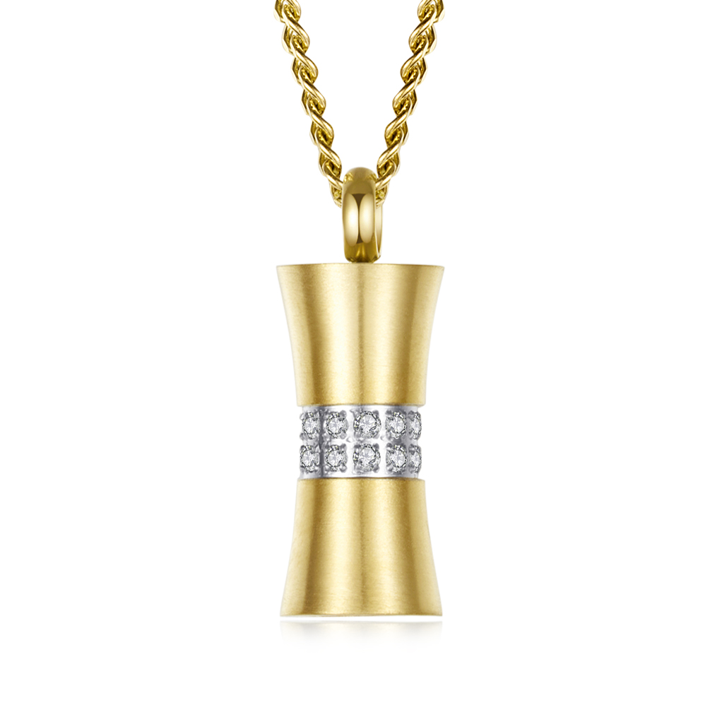 Stainless Steel Minimalist Urn Necklace With Crystal DZ160