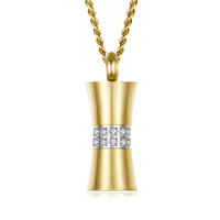 Stainless Steel Minimalist Urn Necklace With Crystal DZ160