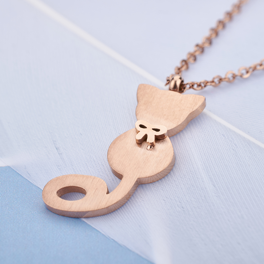 Stainless Steel Rose Gold Jewellery Animal Cat Necklace NR7-03