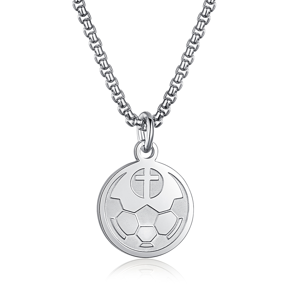 Unique Stainless Steel Football Cross Coin Pendant DZ173-1