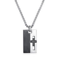 Wholesale Personalized Two-tone Stainless Steel Cross Tag Necklace DZ175