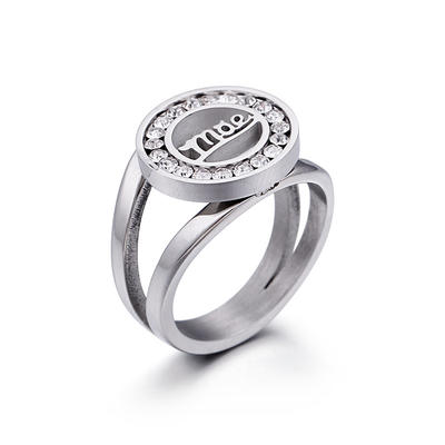 New Stainless Steel Metal Ring With Crystal Wholesale KR47892