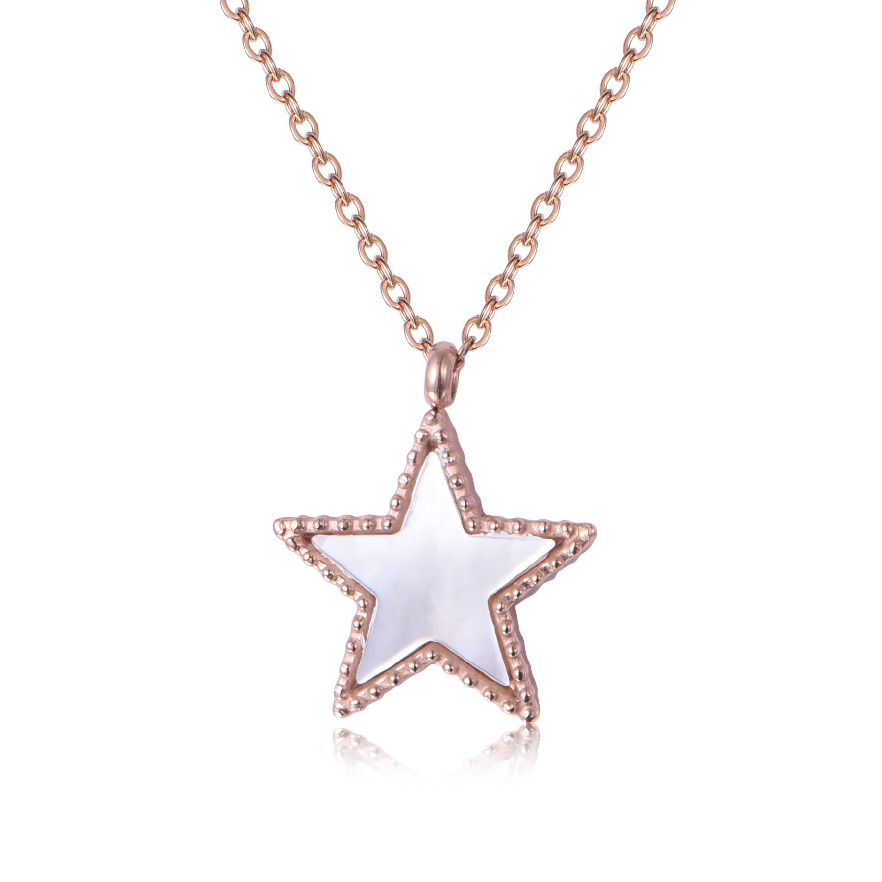 Stainless Steel Rose Gold Shell Starfish Necklace NR7-06