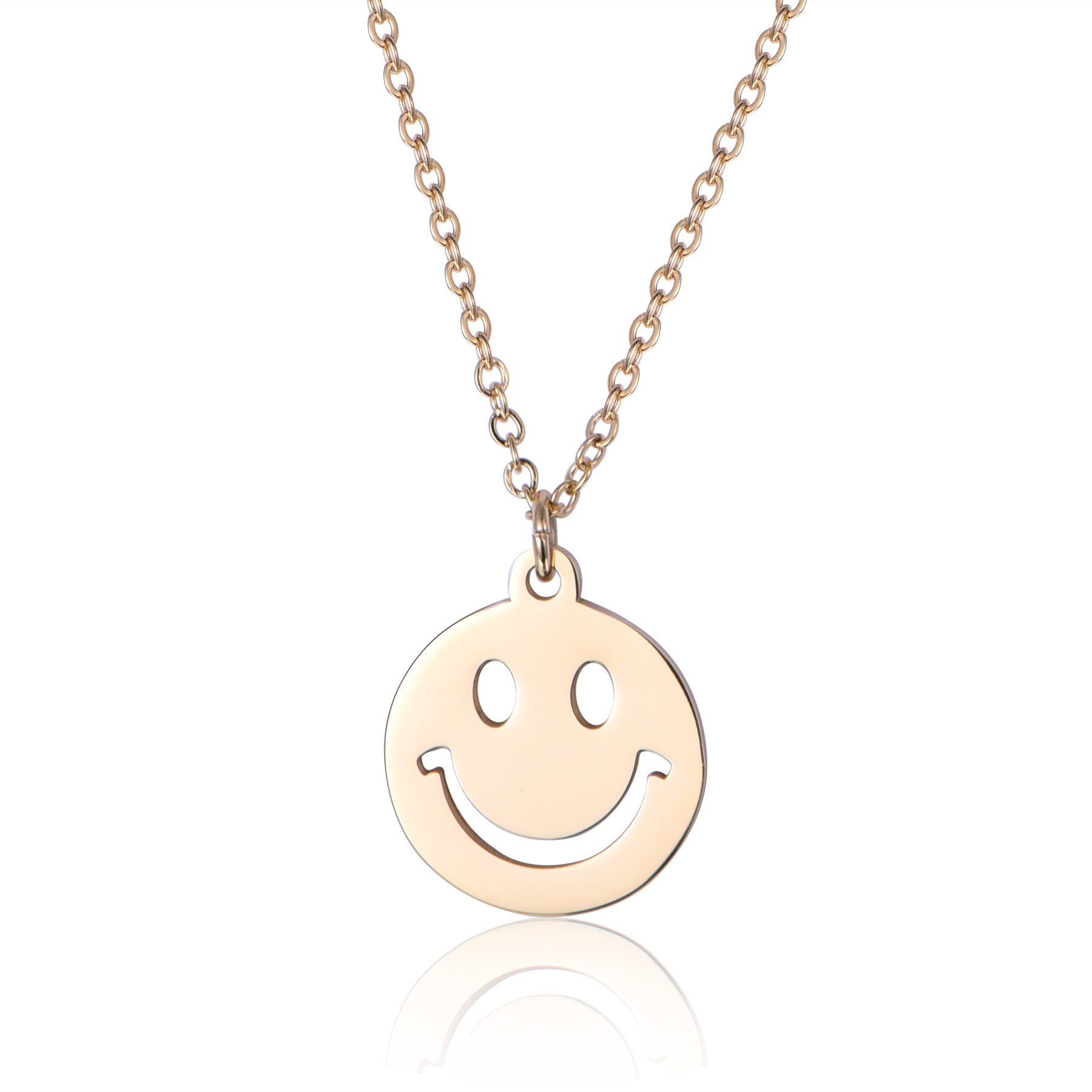 Stainless Steel Everyday Jewelry Smile Face Disc Necklace NR7-14