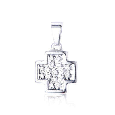 Minimalist Stainless Steel Silver Plated Star Cross Pendant PL7-01