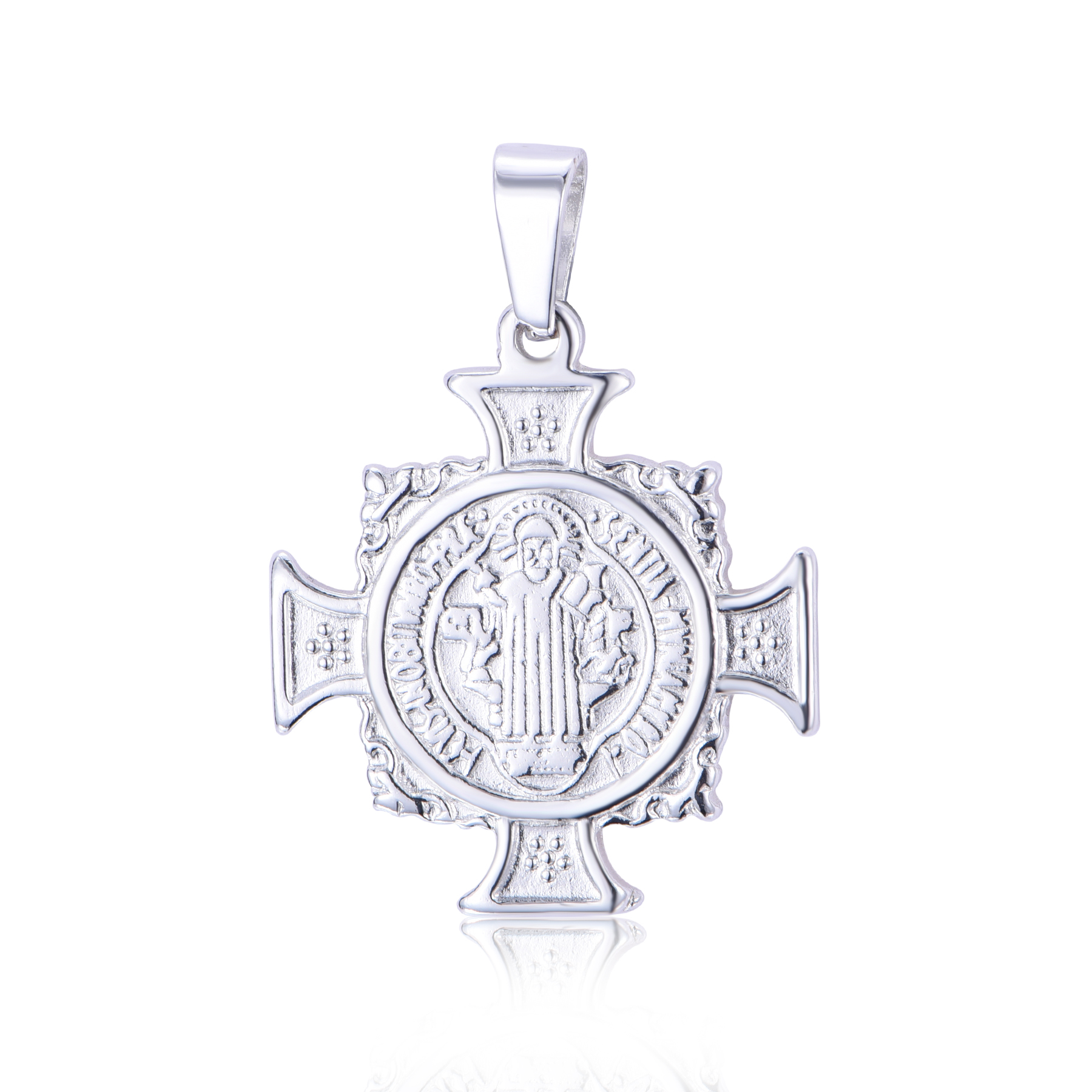Wholesale Stainless Steel Silver Plated Cross Shape San Benito Pendant PL7-03