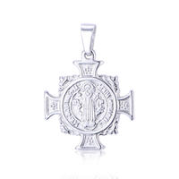 Wholesale Stainless Steel Silver Plated Cross Shape San Benito Pendant PL7-03
