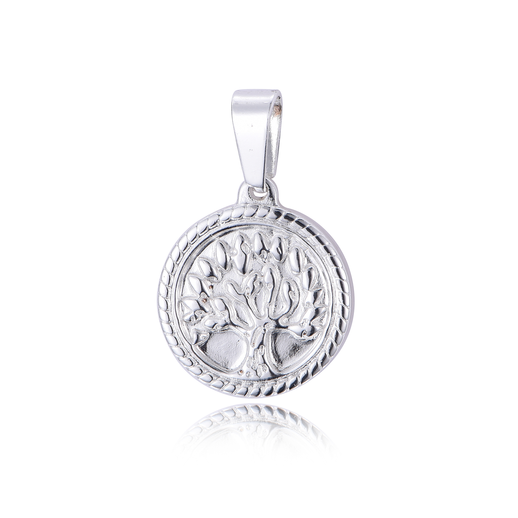 Fashion Silver Plated Stainless Steel Tree oF Life Coin Pendant PL7-08