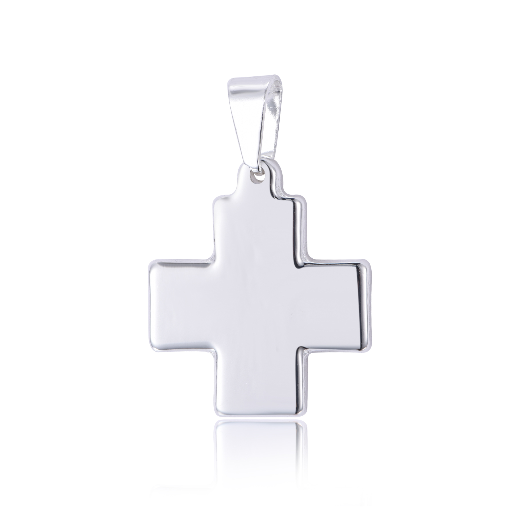 Classic Silver Plated Stainless Steel Shining Cross Pendant PL7-12