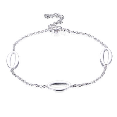 Wholesale High Polished Silver Plated Stainless Steel Oval Shape Party Bracelet BL7-11