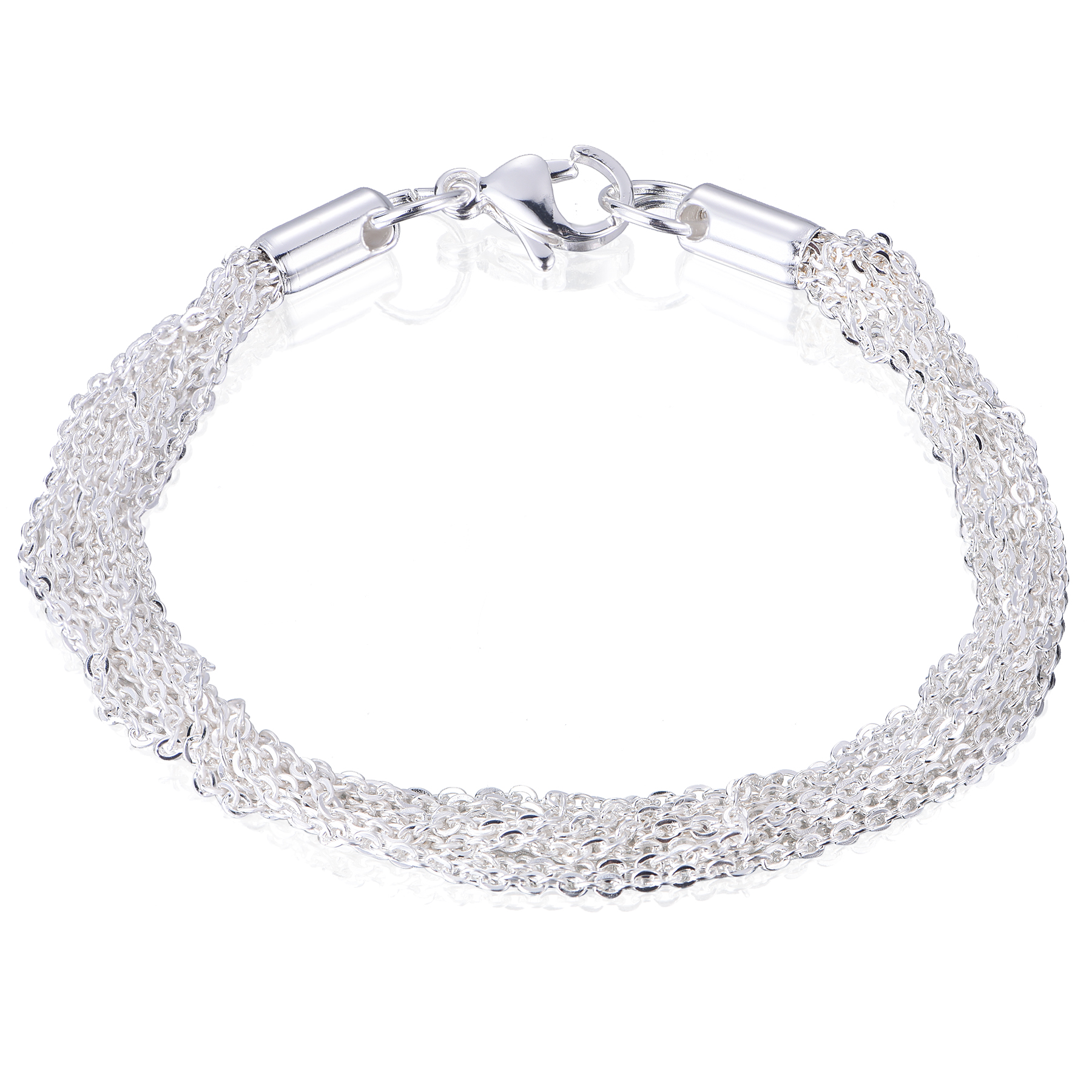 Wholesale Fashion Stainless Steel Silver Plated Multi Layered Chain Bracelet BL7-13