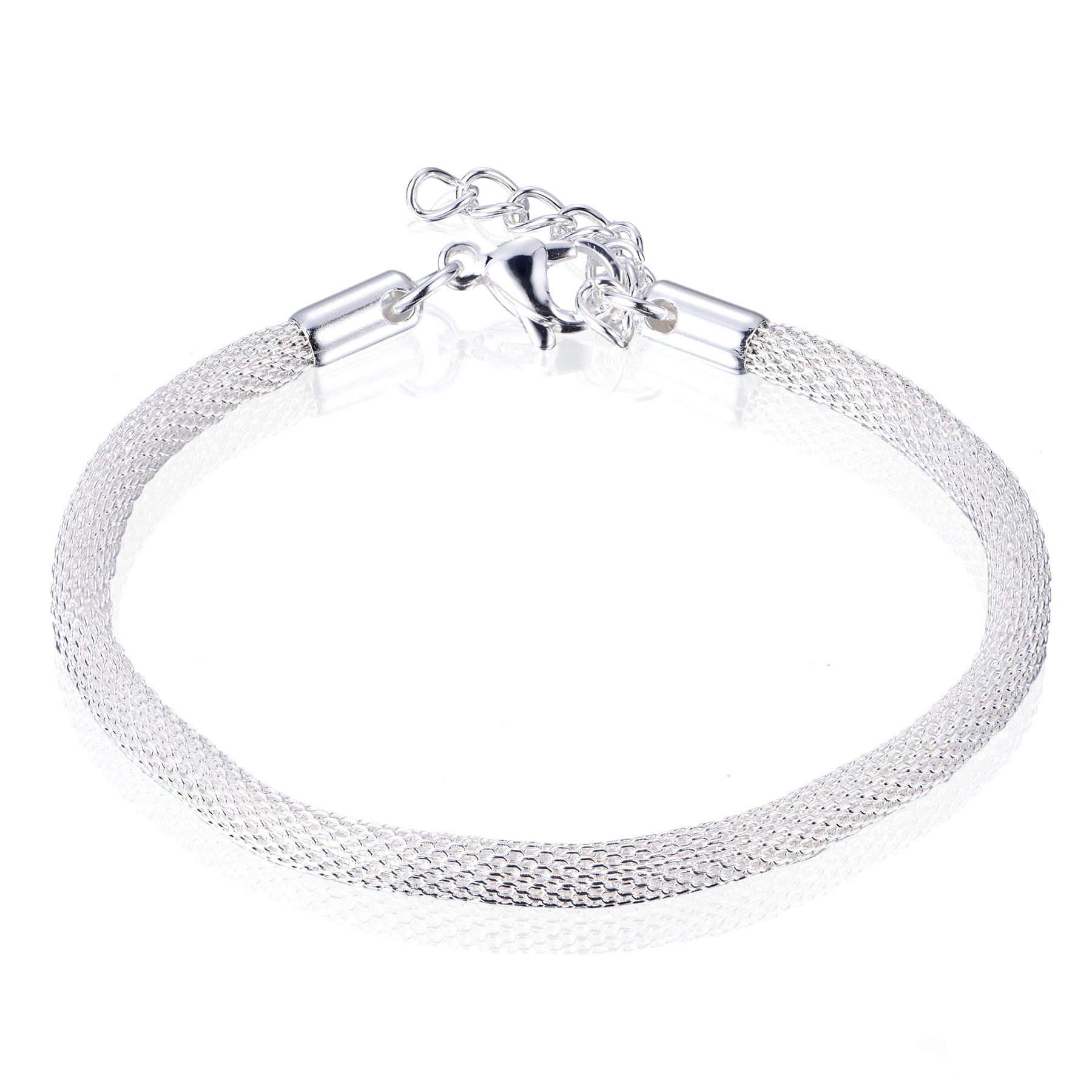 Hot Selling Stainless Steel Silver Plated Mesh Chain Bracelet BL7-14