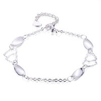 Double Heart Stainless Steel Circle Layered Bracelet Personalized BL7-18