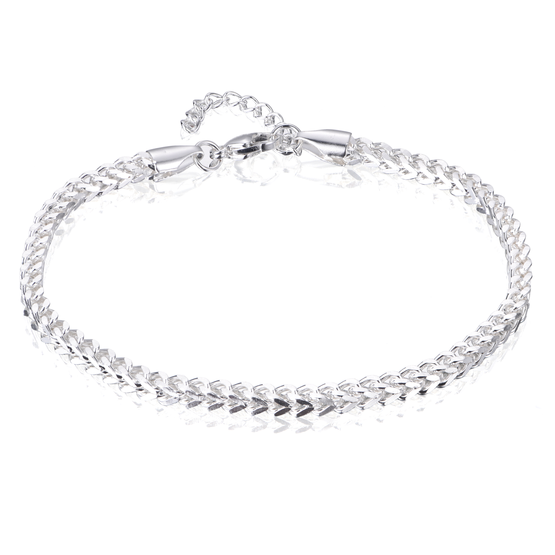 Personalized Stainless Steel Silver Plated Chain Bracelet Men Jewelry BL7-26