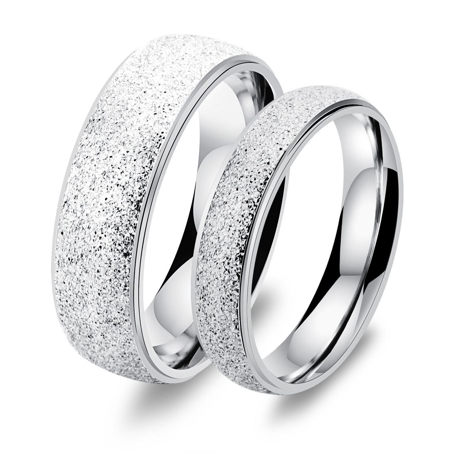 Stainless Steel Matting Wedding Ring Sets for Couple GJ017