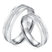 Stainless Steel Simple Matte & Shiny Eternity Couple Ring GJ094