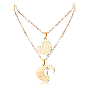 18K Gold Stainless Steel Fashion Couple Heart Necklace NX2-05