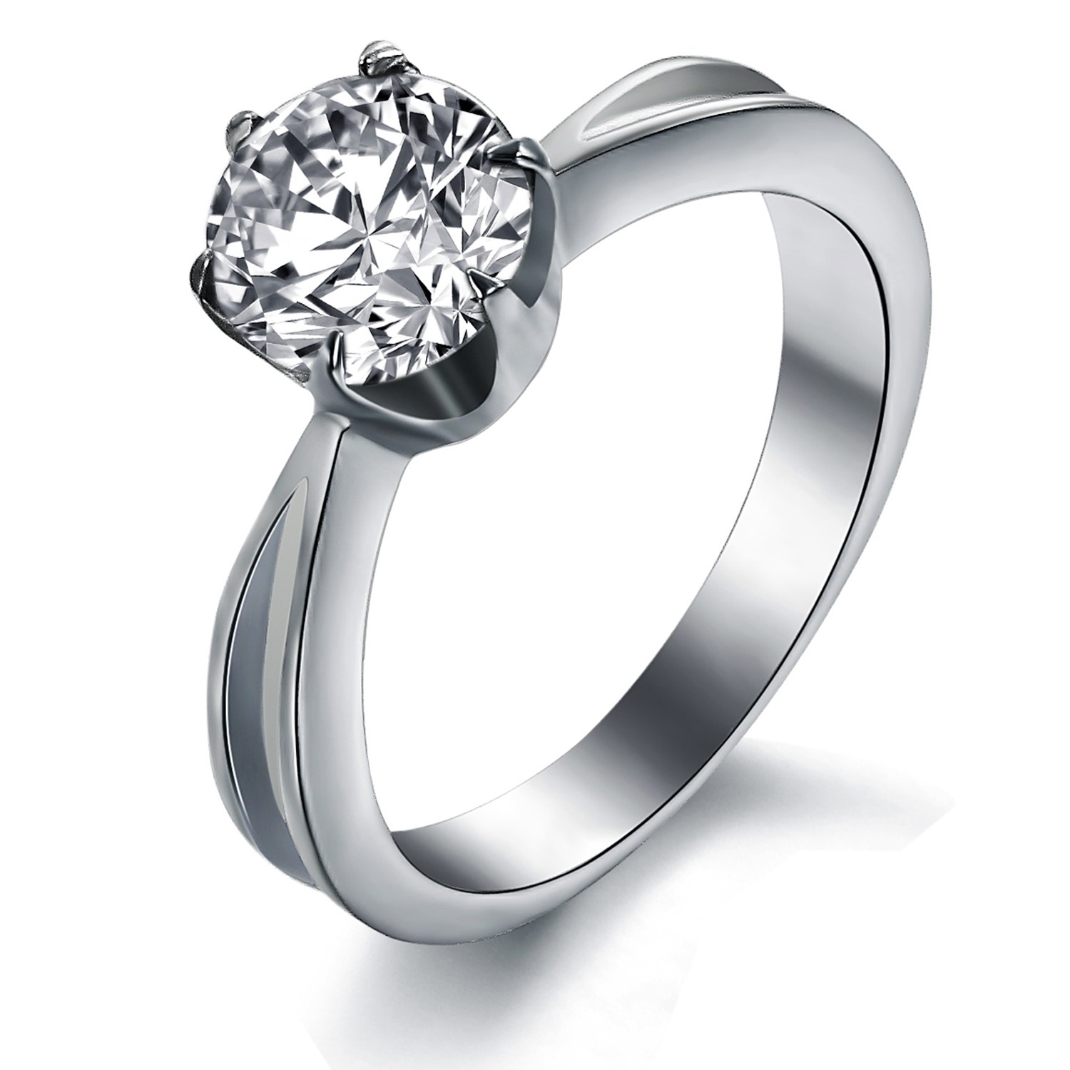 Exquisite Zircon Stainless Steel Engagement Wedding Ring GJ4528