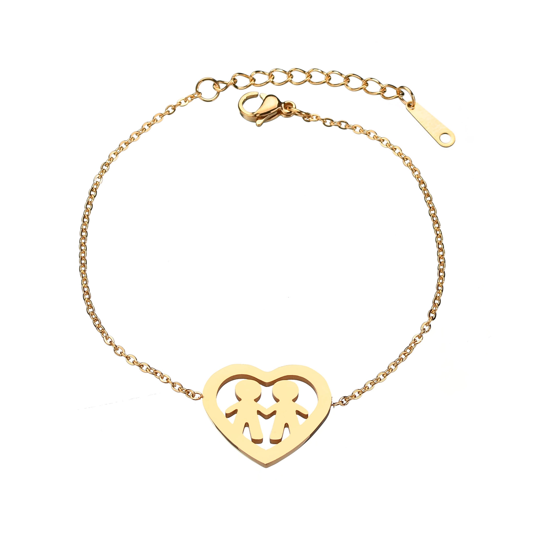 Shining Heart Shape Stainless Steel 18K Gold Adjustable Chain Bracelet B230