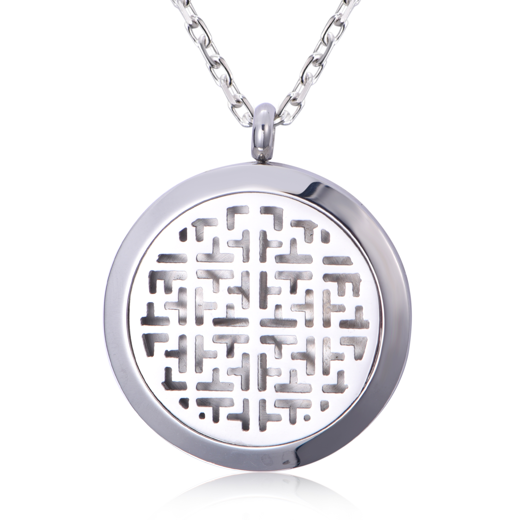 Unique Stainless Steel Silver Color Locket Perfume Diffuse Pendant Necklace NH9-04