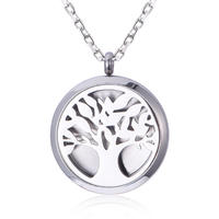 Wholesale Stainless Steel Tree Of Life Locket Perfume Diffuse Pendant Necklace NH9-11
