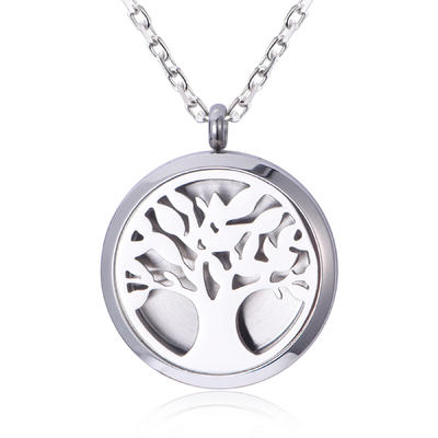 Wholesale Stainless Steel Tree Of Life Locket Perfume Diffuse Pendant Necklace NH9-11