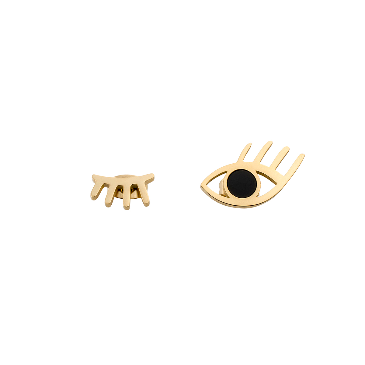 Simple Stainless Steel Gold Evil Eye Stud Earrings EB3-87