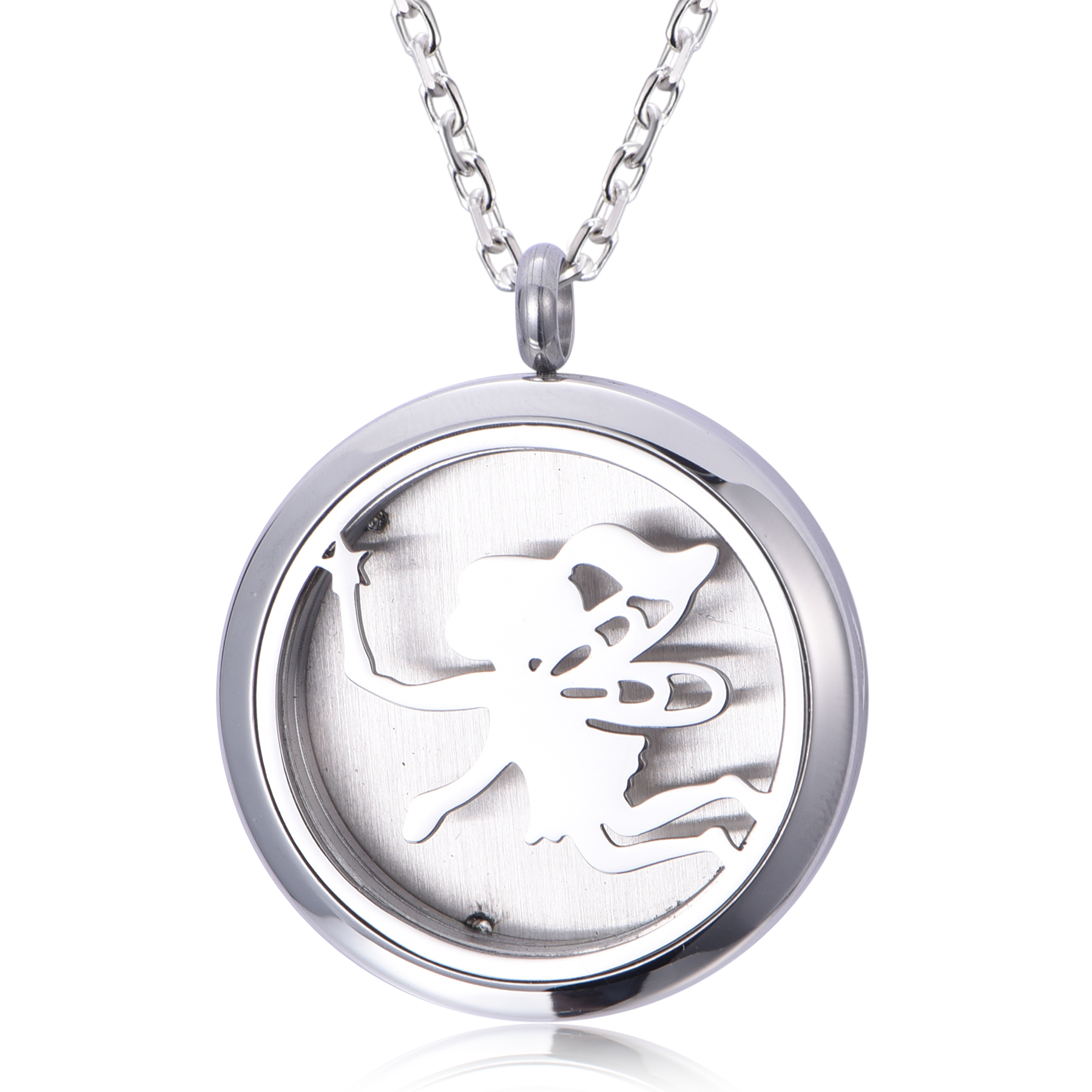 Elf Angel Girl Stainless Steel Perfume Diffuse Locket Pendant Necklace NS10-06