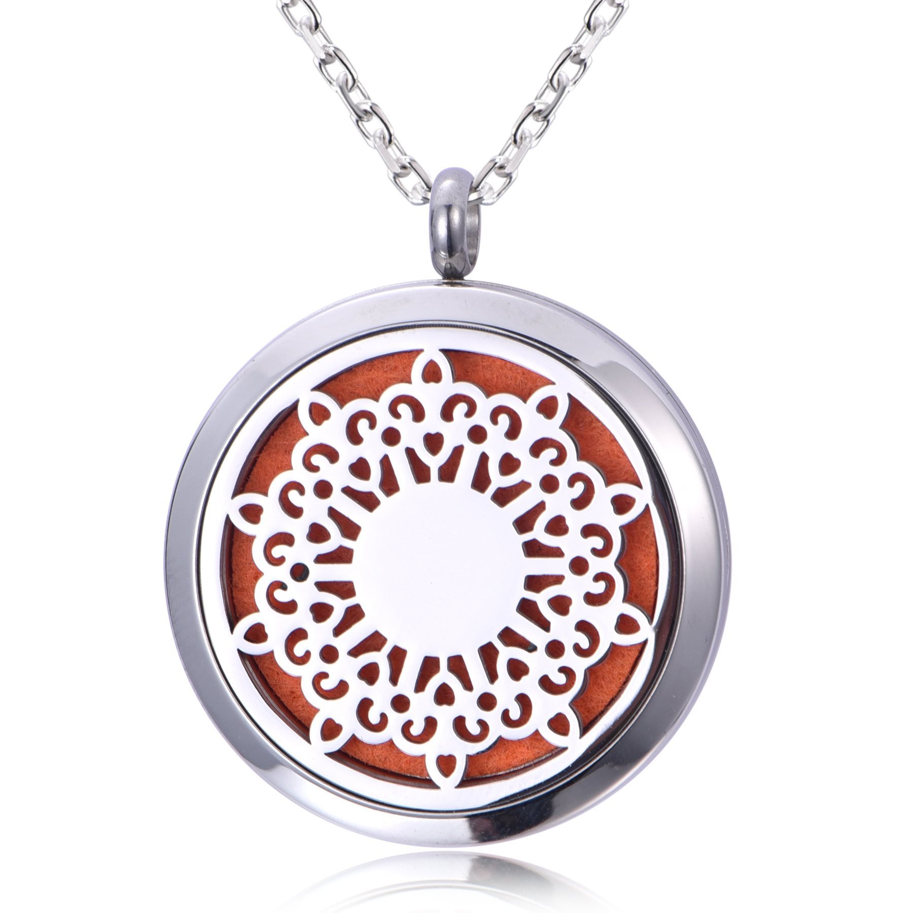 Unique Stainless Steel Dainty Hollow Round Shape Essential Oil Diffuse Locket Pendant Necklace NS10-11